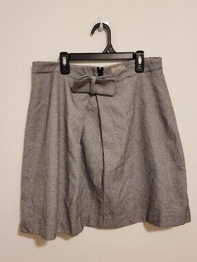 LOFT Plaid Skirt Black And Gray Bow Back Zip Checkered Size 10